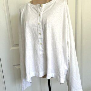 Madewell Womens Relaxed Bombay Henley Long Sleeve Knit Top White Size L NU850